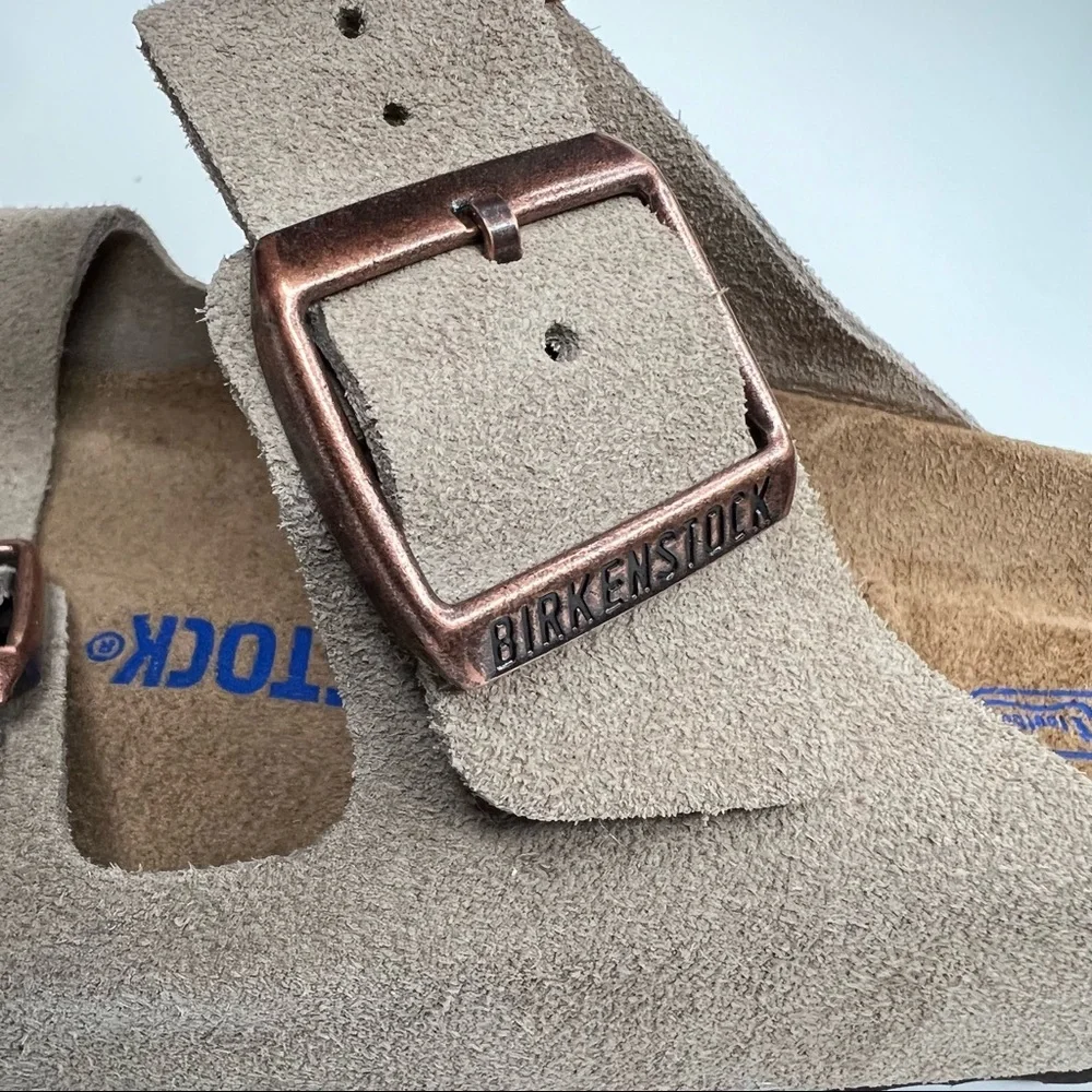 NEW BIRKENSTOCK Arizona Soft Slide Sandal Taupe Suede Size 37 EU 6 - 6.5… narrow_10